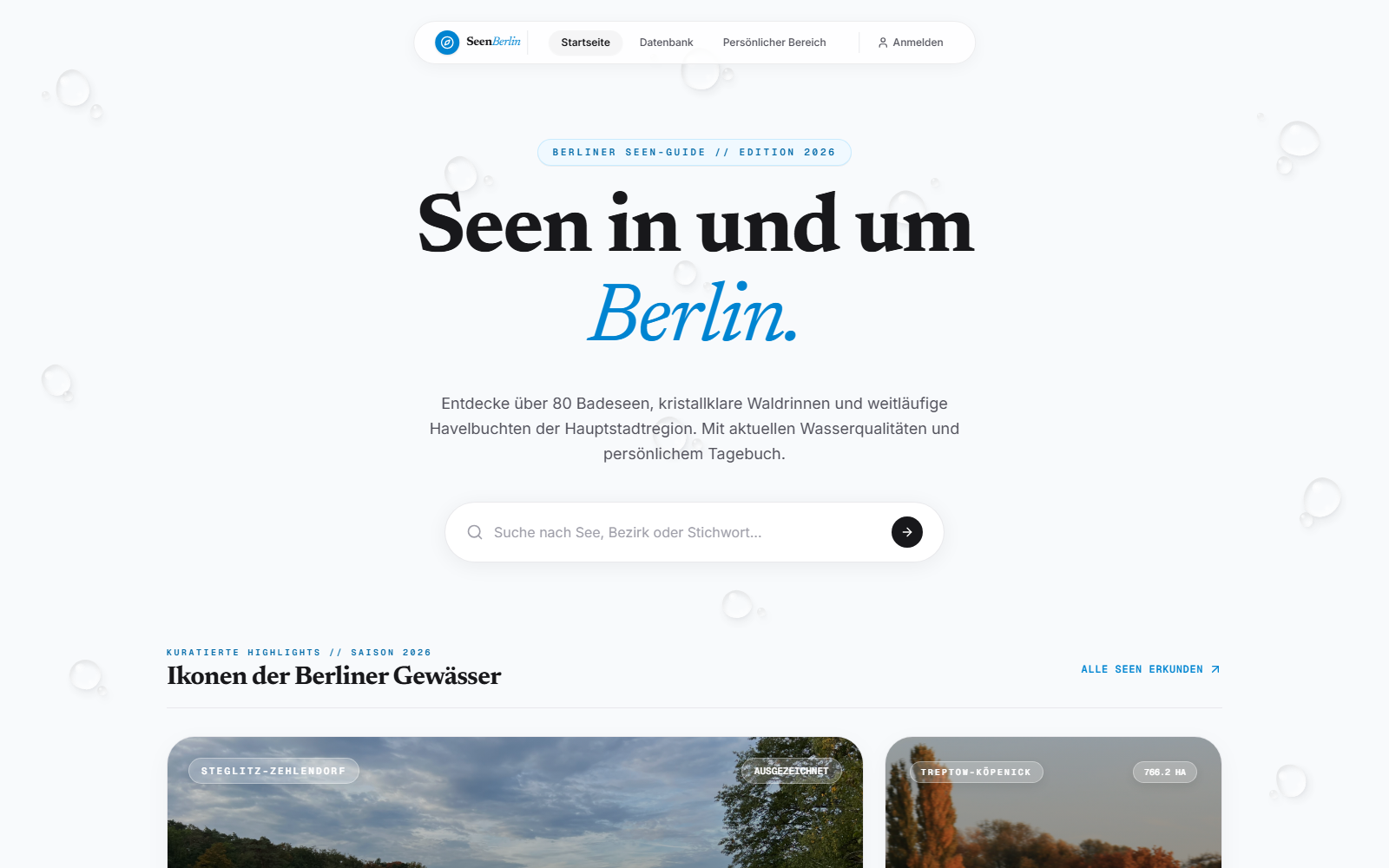 Seen in und um Berlin - Web-App Datenbank